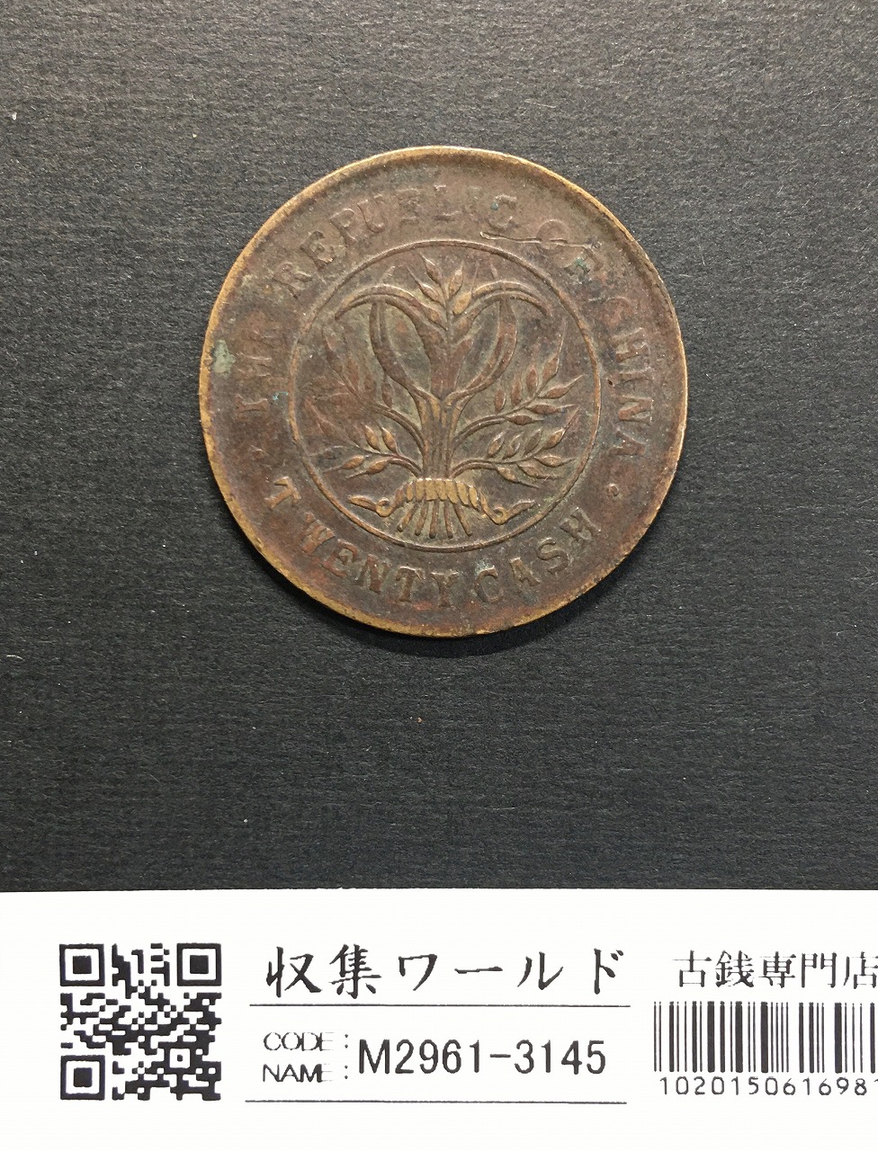 中華民国 當制銭二十文銅元/20文銅元/双旗マーク/湖南省造 流通美品