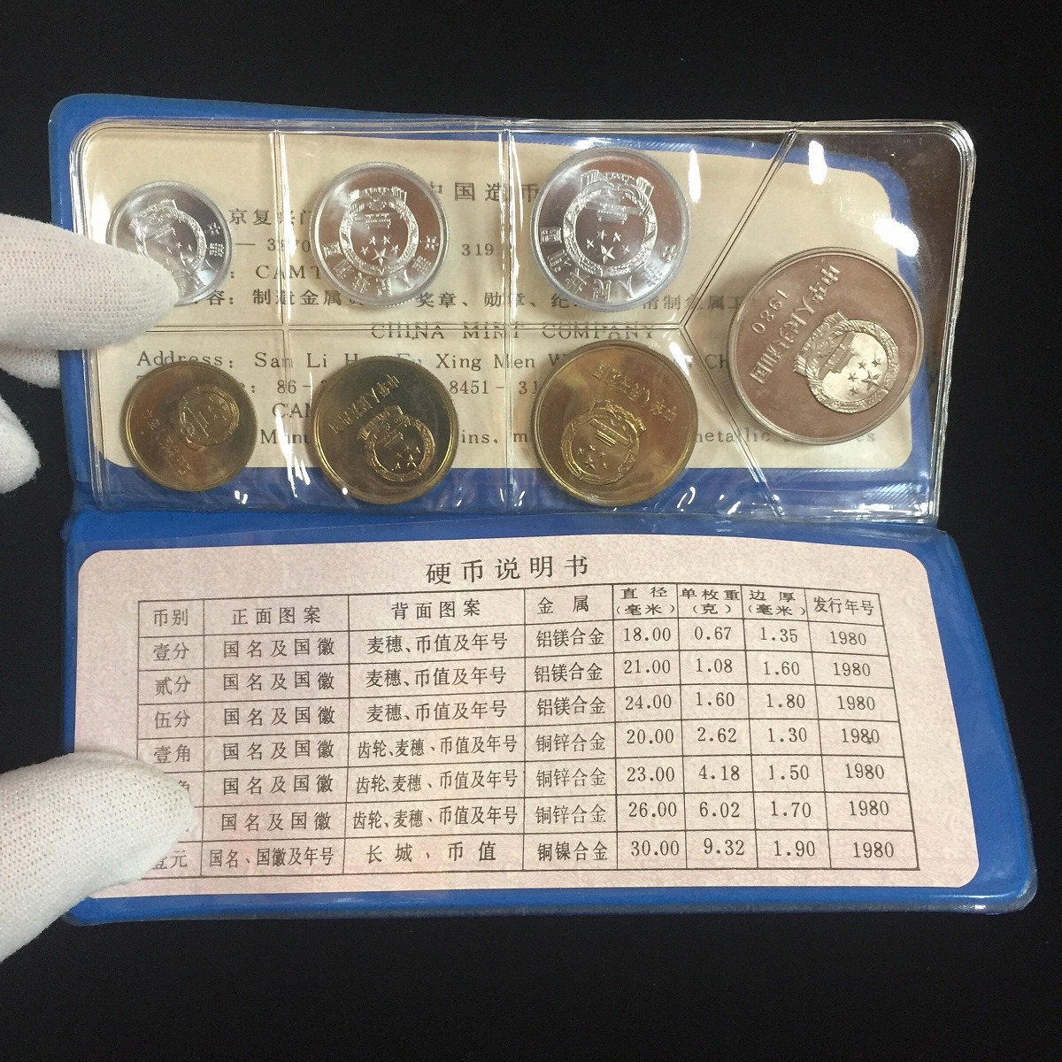 中国コイン 1980年銘 ミント7枚セット アルバム(青)付 | 収集ワールド
