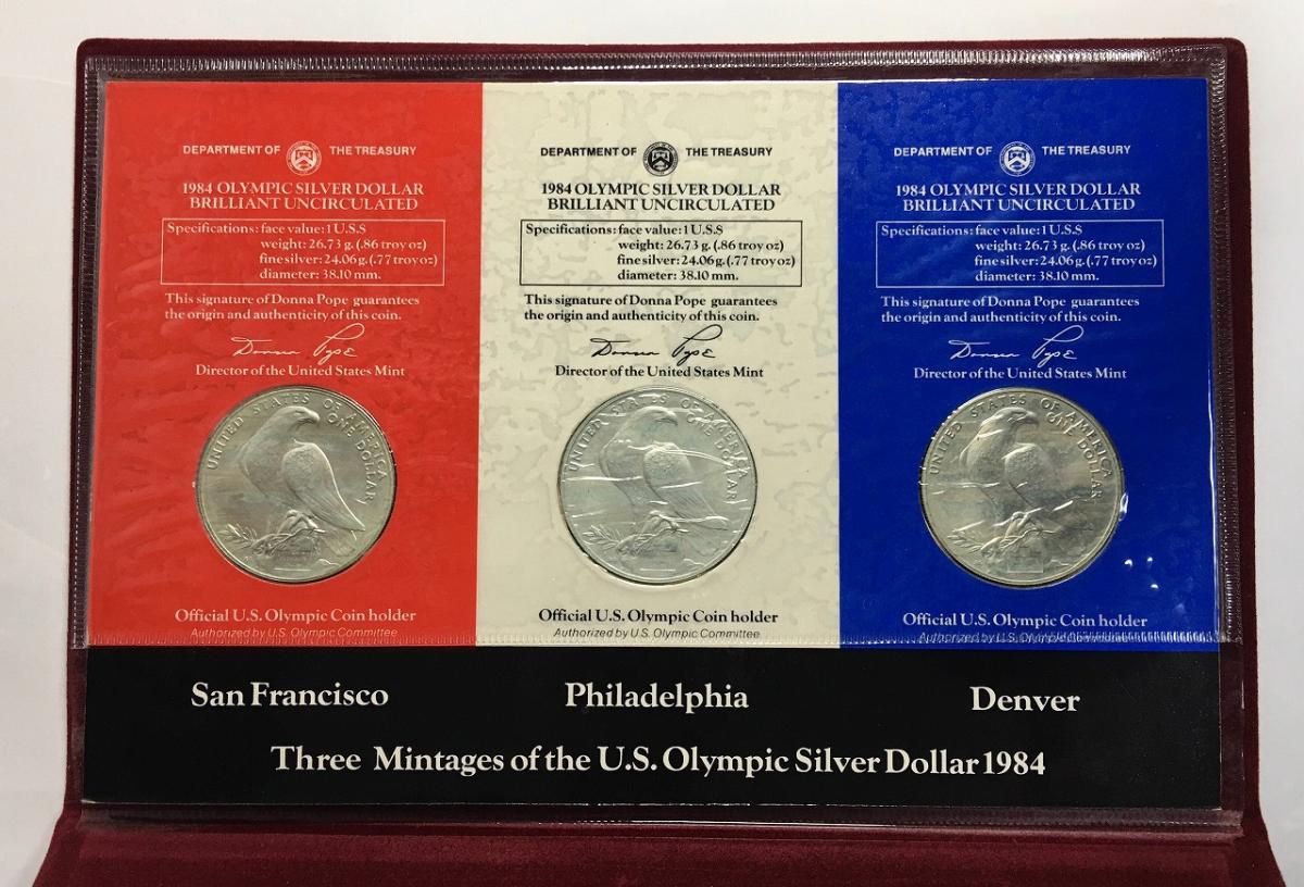 ロサンゼルスオリンピック 1ドル銀貨 1984年五輪記念銀貨 3枚セット 未