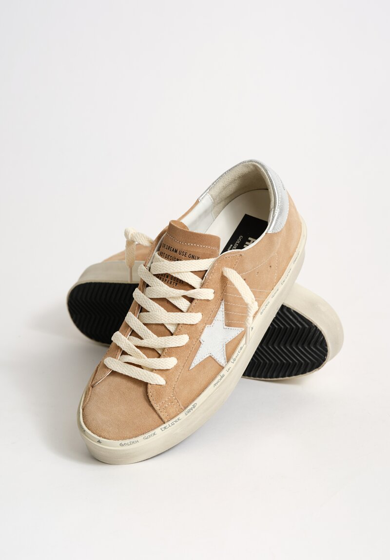 Golden Goose Hi Star Suede Sneaker in Tobacco Tan & Silver Star