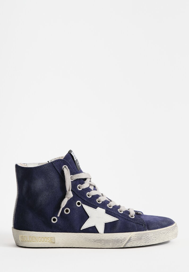 Golden Goose Francy Classic Sneaker in Night Blue & White | Santa
