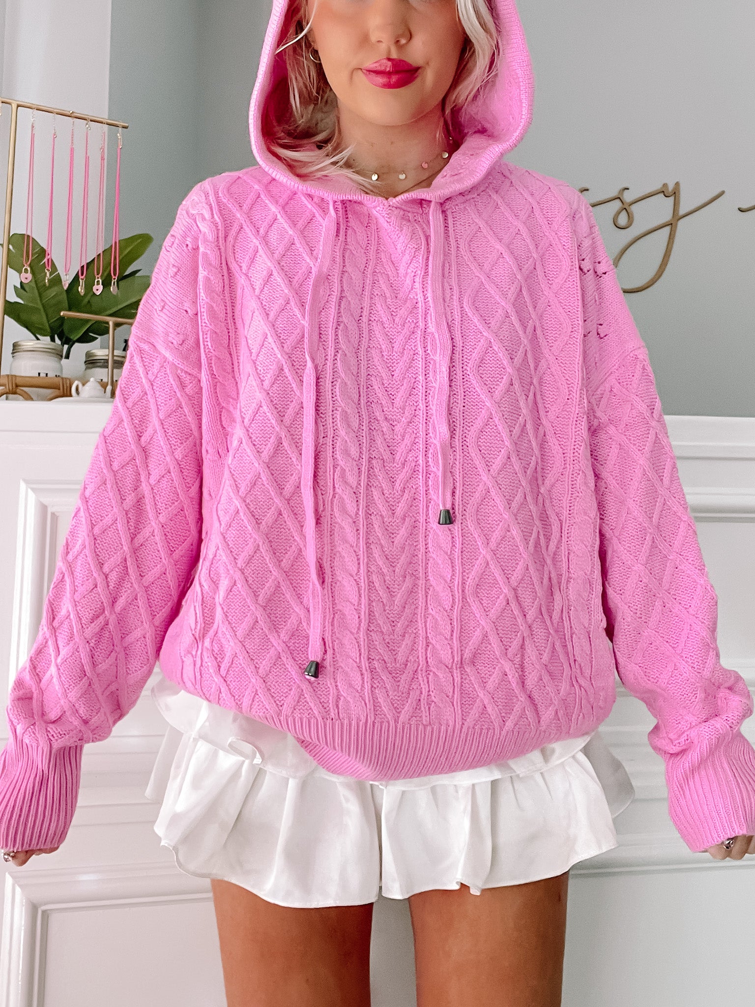 Knotty or Nice Pink Hoodie Sweater | Sassy Shortcake