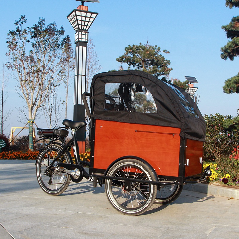 ヨーロッパスタイルの3輪自転車、カーゴボックス付き、前積みカーゴ