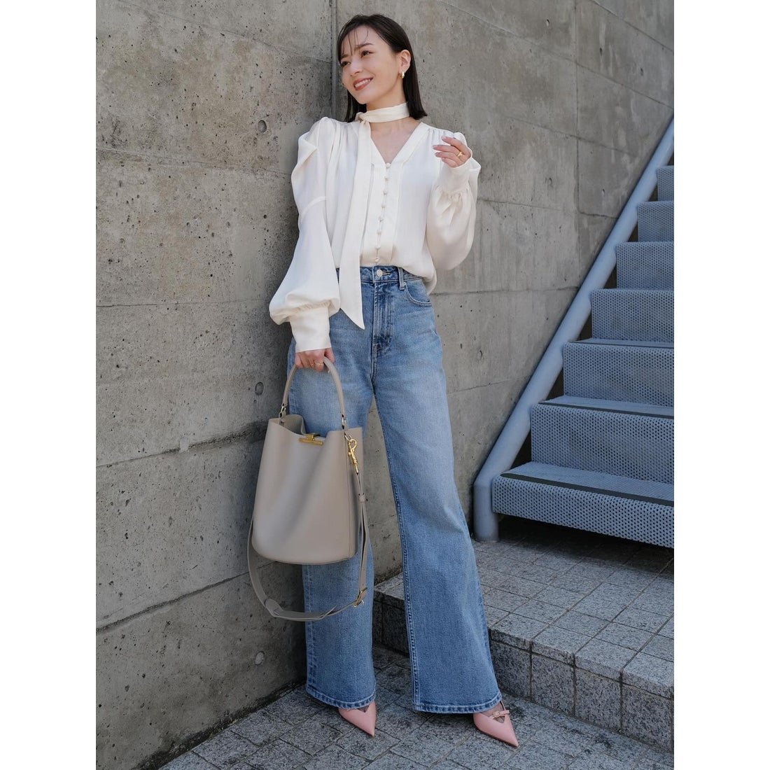 アニュアンス anuans Wide leg denim （LIGHT BLUE） -ファッション