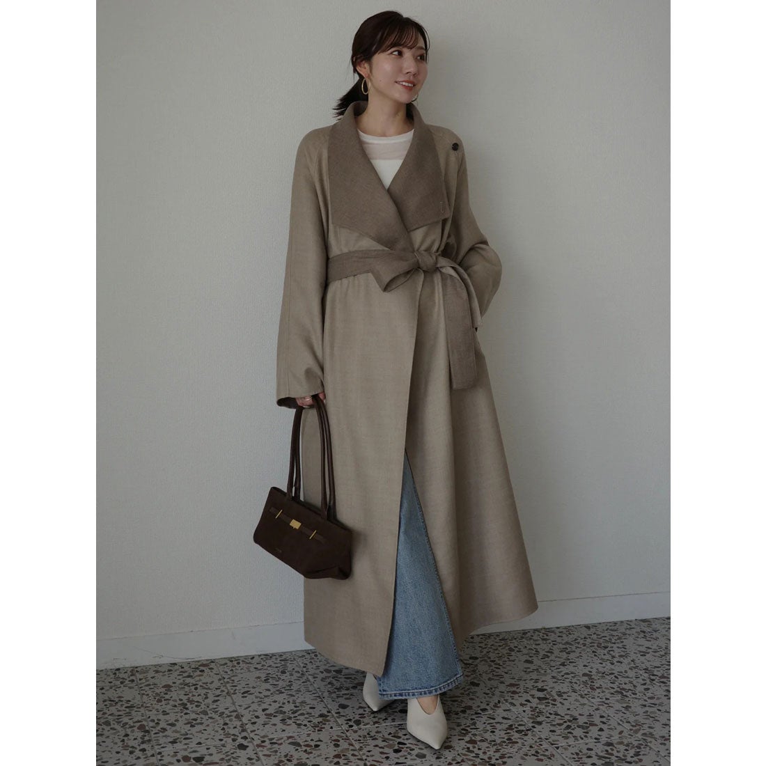 アニュアンス anuans ウールリバーオーバーロングコート （BEIGE