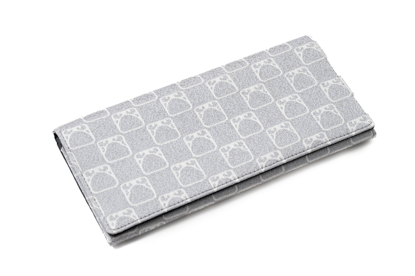 仙福屋の長財布】海路 市松・グレー/二重織(西陣織)| 仙福屋宗介