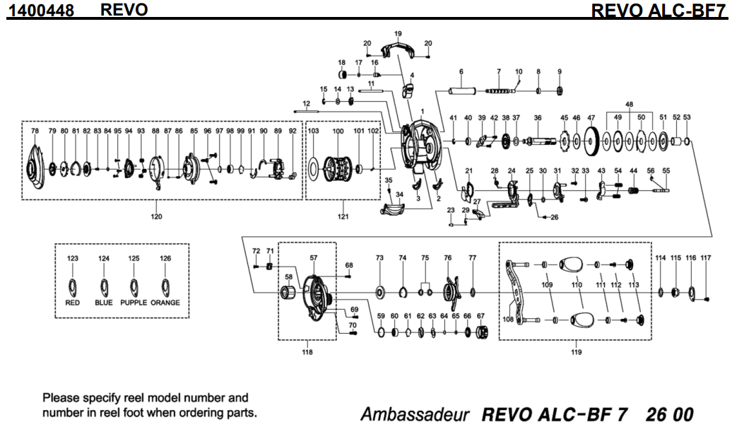 1400448 REVO ALC-BF7 | PureFishing Japan 製品リールパーツリスト