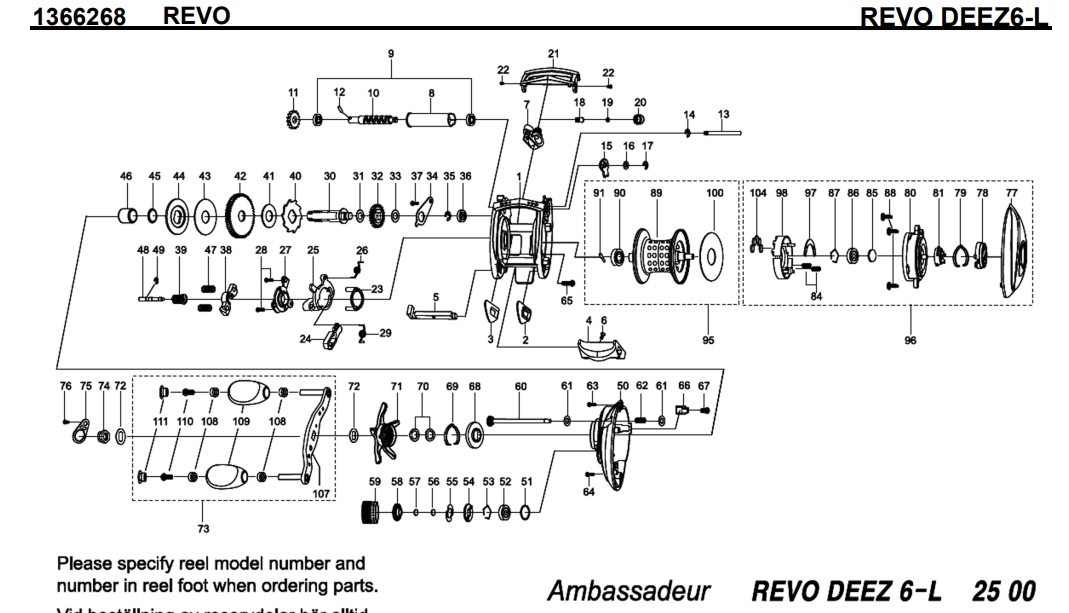 1366268 REVO DEEZ6-L | PureFishing Japan 製品リールパーツリスト