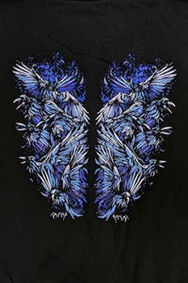 BRING ME THE HORIZON UNISEX ZIPPED HOODIE: BLUE CROW WINGS (BACK