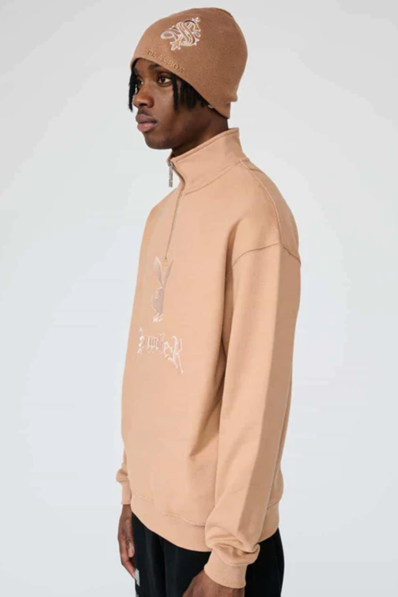 SUPPLIER (サプライヤー) PLAYBOY QUARTER ZIP SWEAT BEIGE / ロック