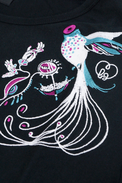 Maison book girl 「首の無い鳥」刺繍 T-shirts Black / ロック