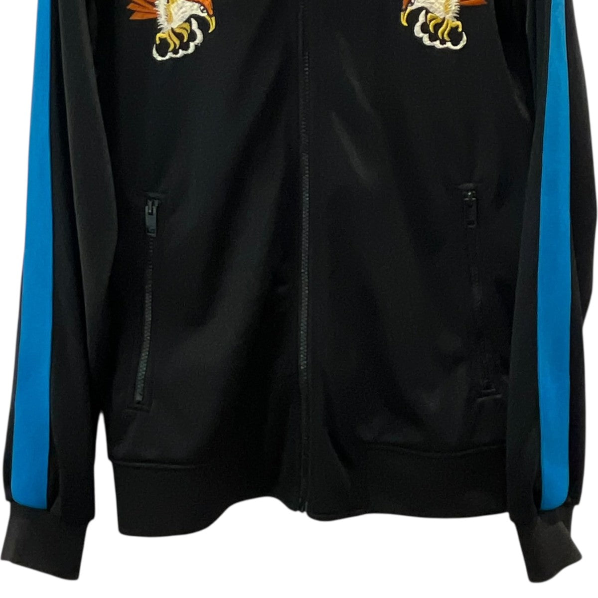 DIESEL(ディーゼル) 刺繍デザイントラックジャケット ブラック×ブルー