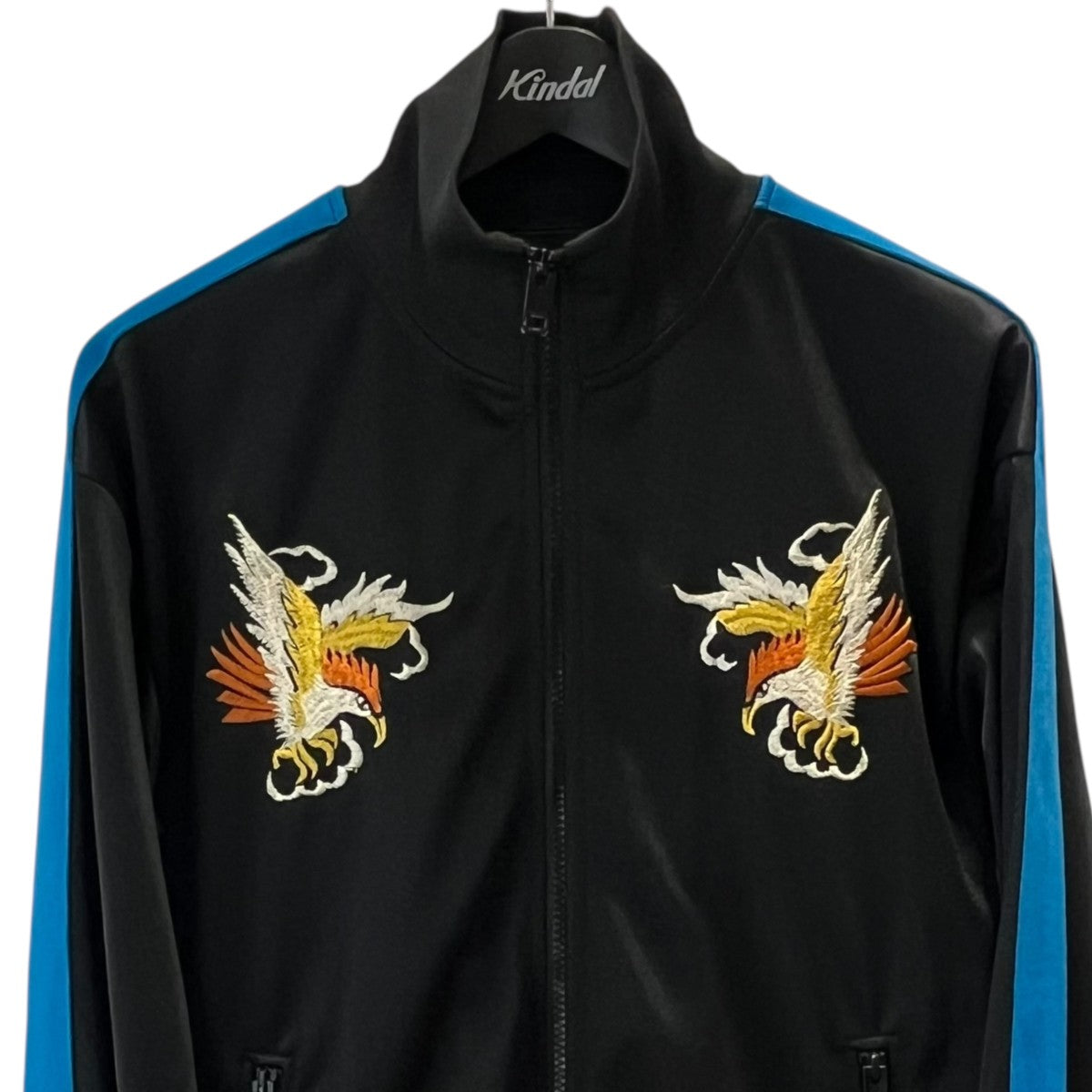 DIESEL(ディーゼル) 刺繍デザイントラックジャケット ブラック×ブルー