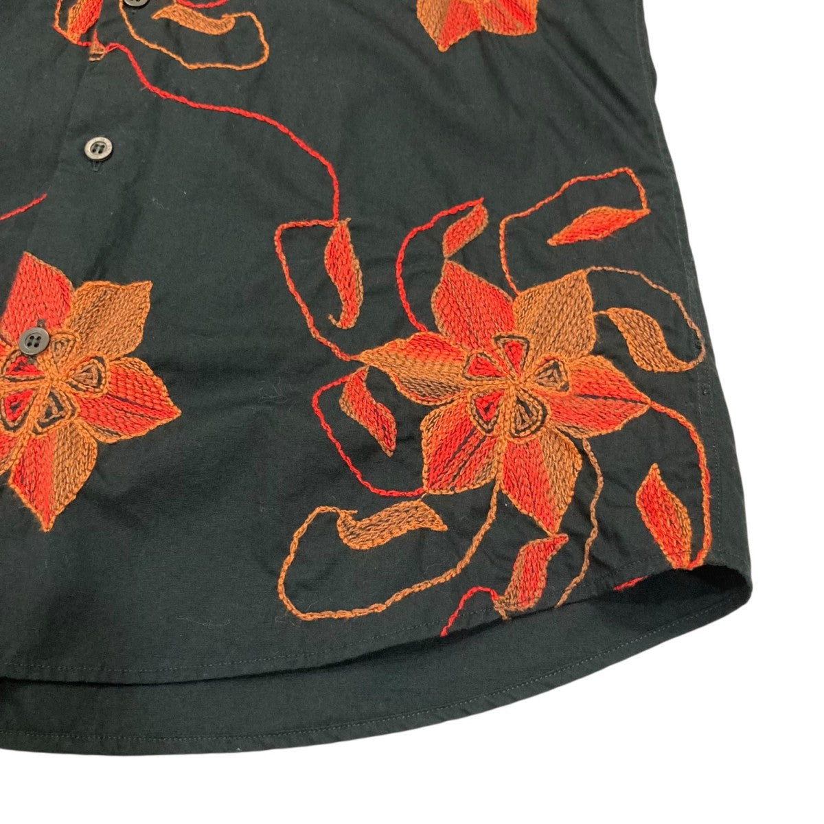 DRIES VAN NOTEN(ドリスヴァンノッテン) 花柄 長袖刺繍シャツ ブラック