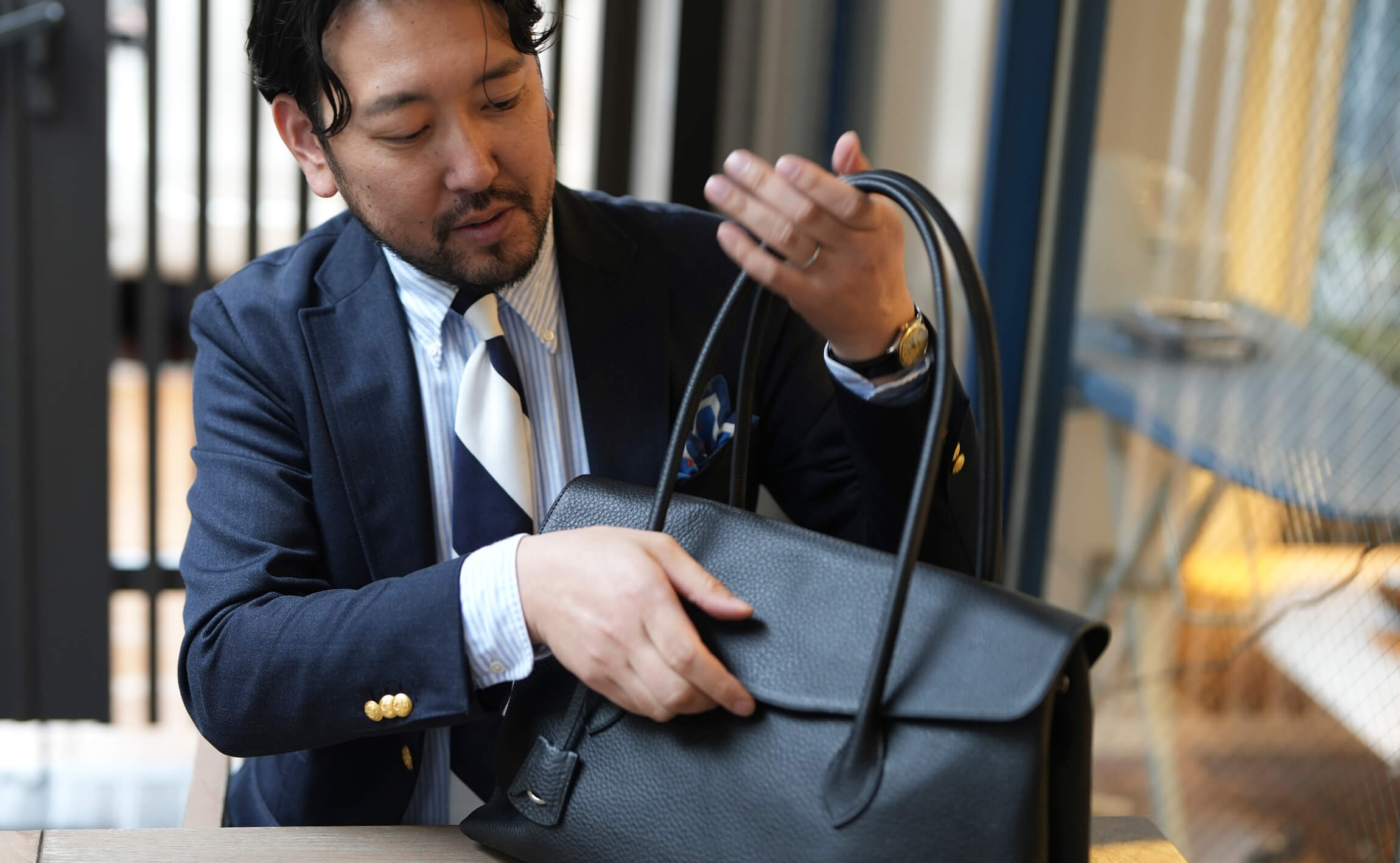 フラップトートバッグ(F ネイビー): メンズ｜メーカーズシャツ鎌倉