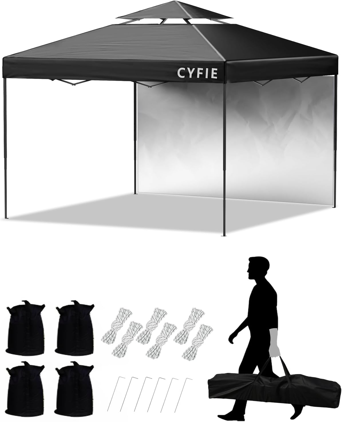 タープテント 3M ワンタッチタープテント サイドシート付 高さ3段階