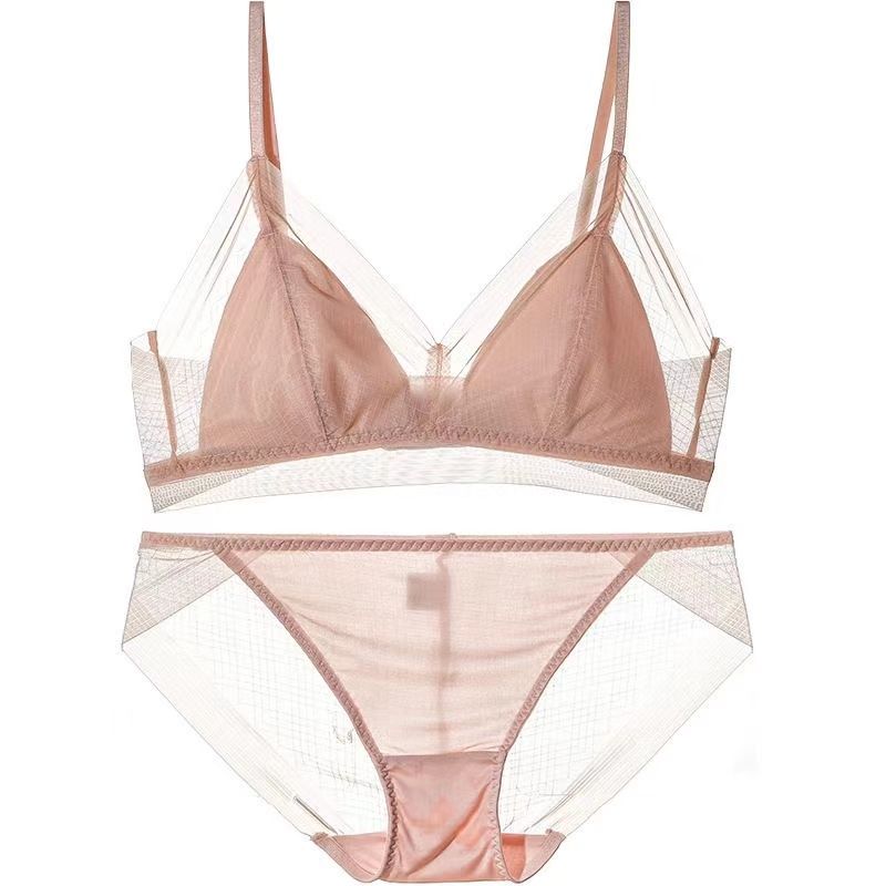 シルク100％カップ ブラ ノンワイヤーブラセット ブラジャー ショーツ