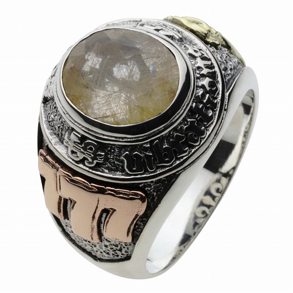 ルチルクォーツ シルバーリング 指輪 メンズ スロット ドル袋 ダラー