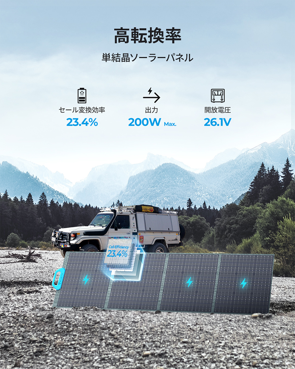 BLUETTI 【クーポンで48,860円 2/25迄】BLUETTI 200W ソーラーパネル