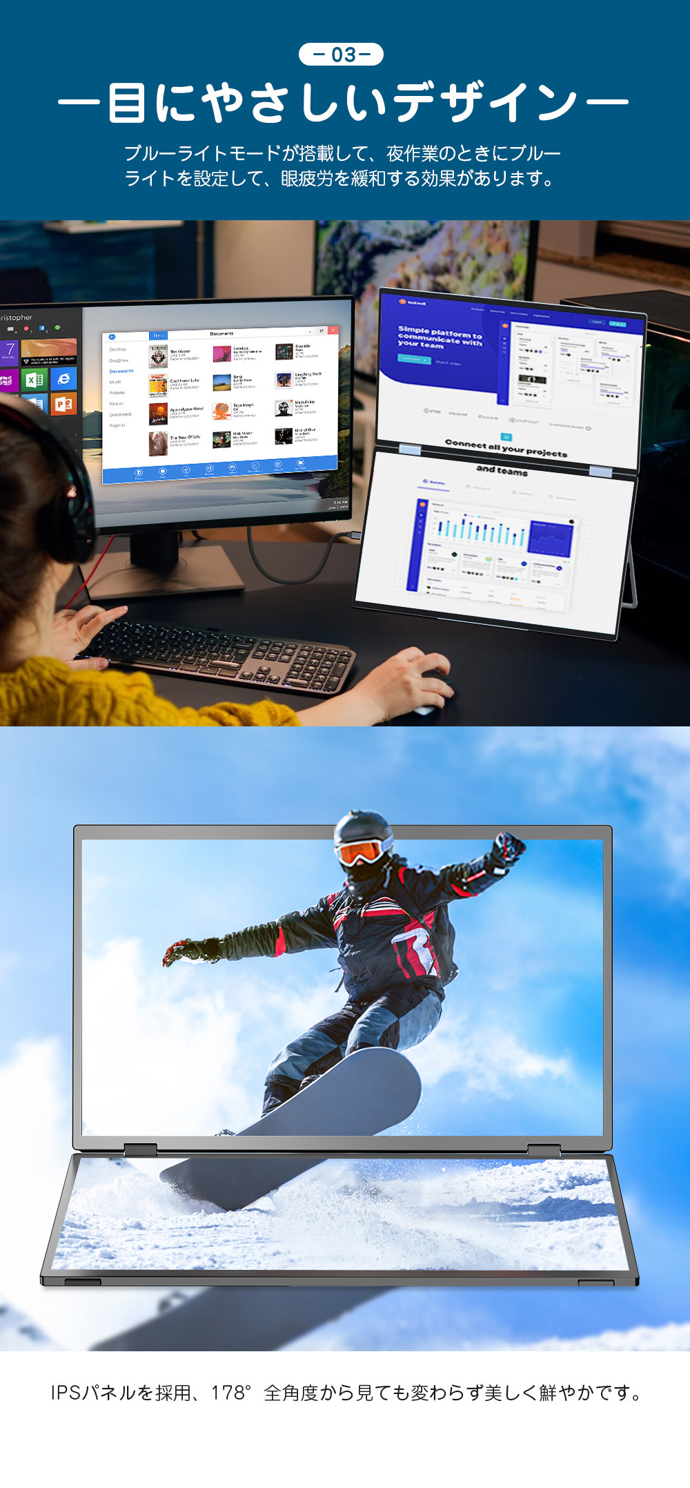 SALE／EVICIV モバイルモニター デュアルモニター ゲーミングモニター