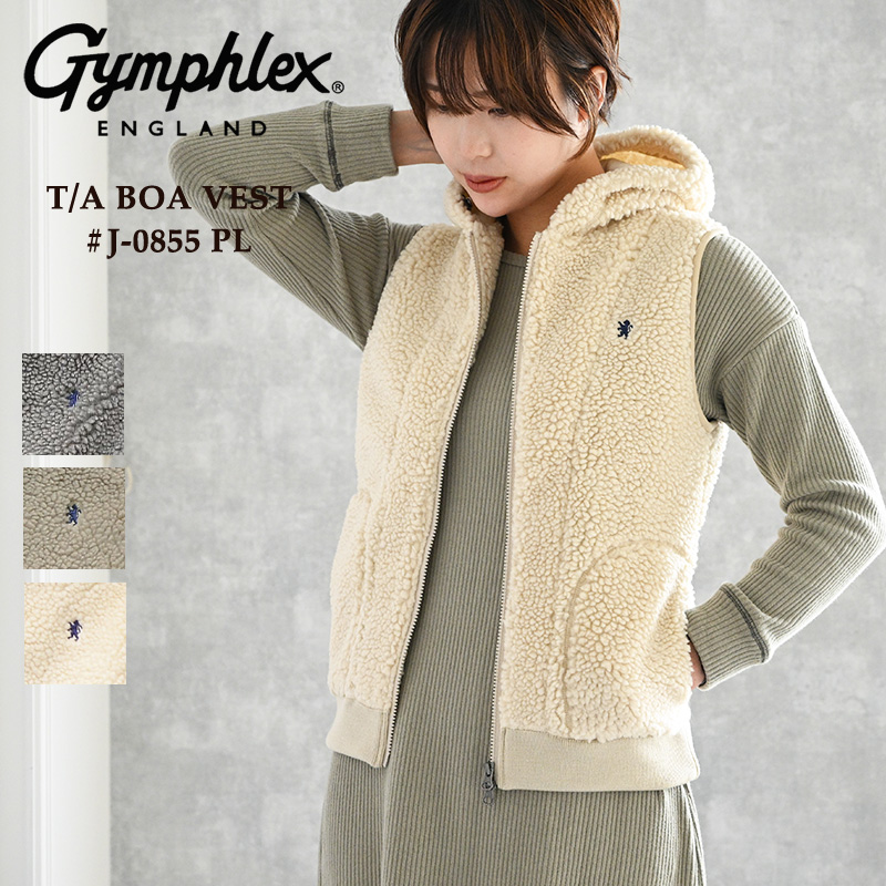 GYMPHLEX（ジムフレックス） セール フードつきボアフリースベスト #J