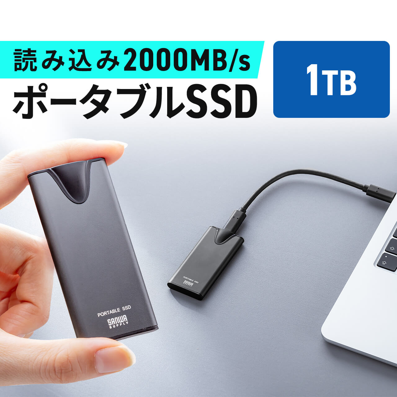 SANWA SUPPLY（サンワサプライ） ポータブルSSD 1TB 読出最大2000MB/s