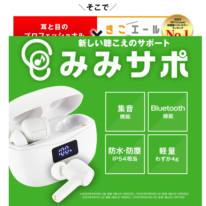 3M 集音器 ワイヤレス イヤホン型 みみサポ KE-SH1MWH 耳穴型 mimisapo