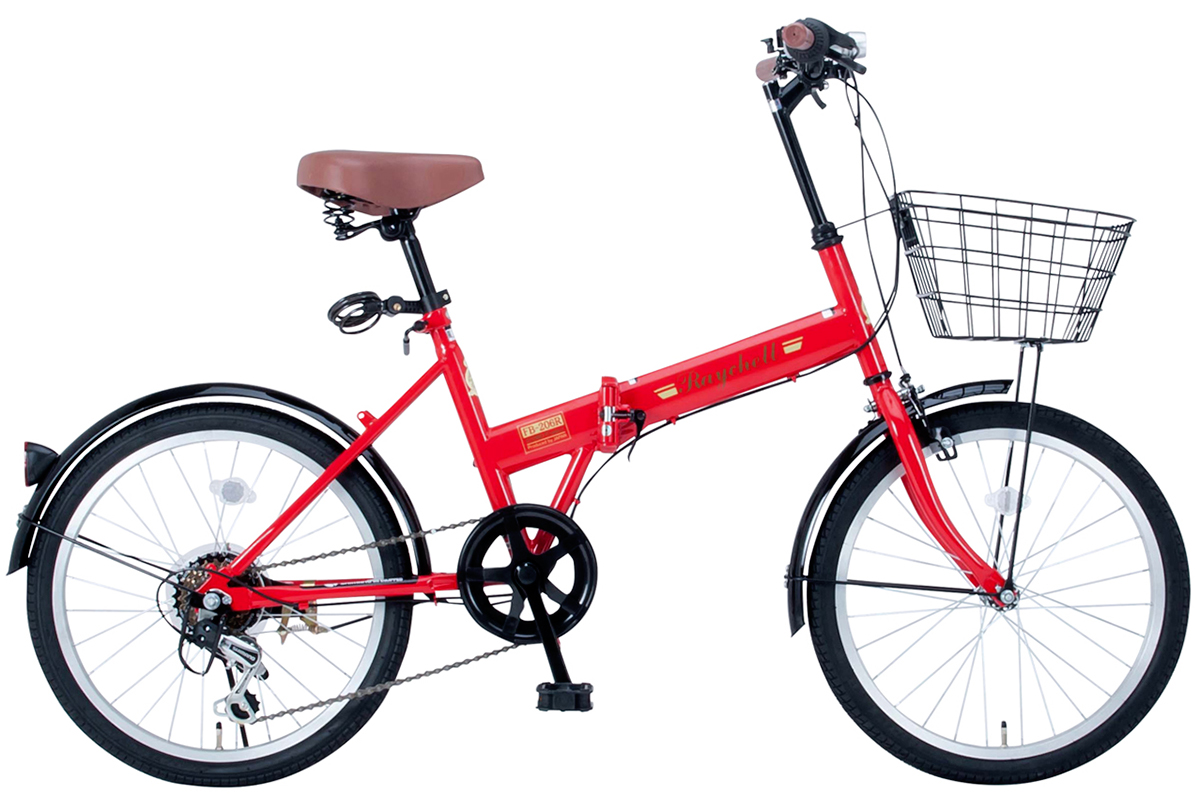 オオトモ 折りたたみ自転車 20インチ カゴ付き シマノ6段変速 LED