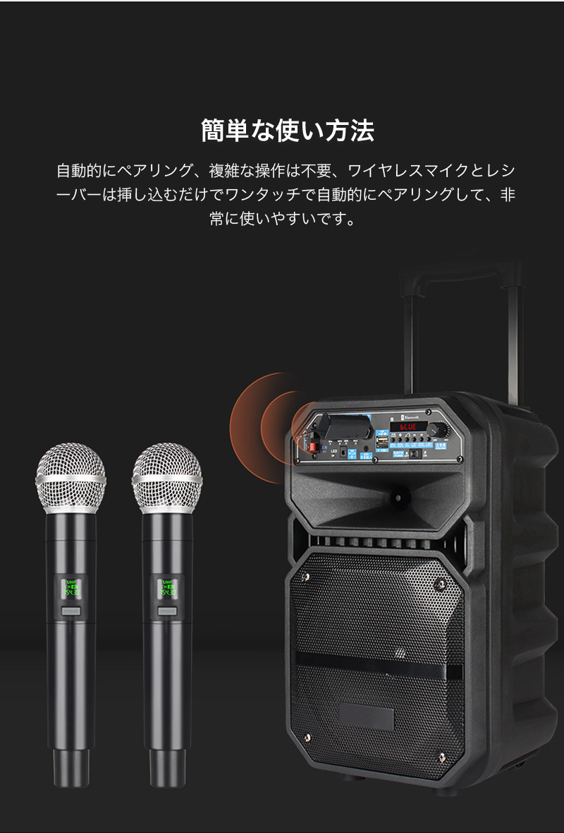 ワイヤレスマイク 2本 セット カラオケ マイク 2本同時 ハンドマイク