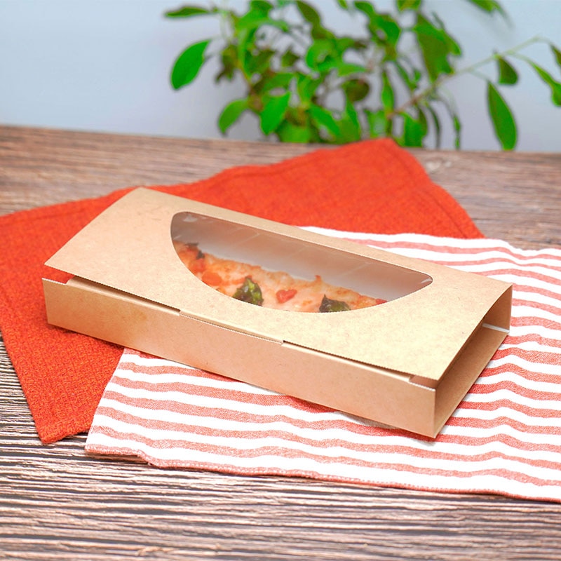 窓付クラフトピザ箱 10インチハーフ 25枚/袋（ご注文単位12袋）【直送