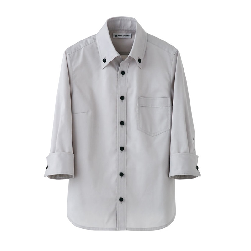 セブンユニフォーム スキッパーボタンダウンシャツ 男女兼用 7分袖 L