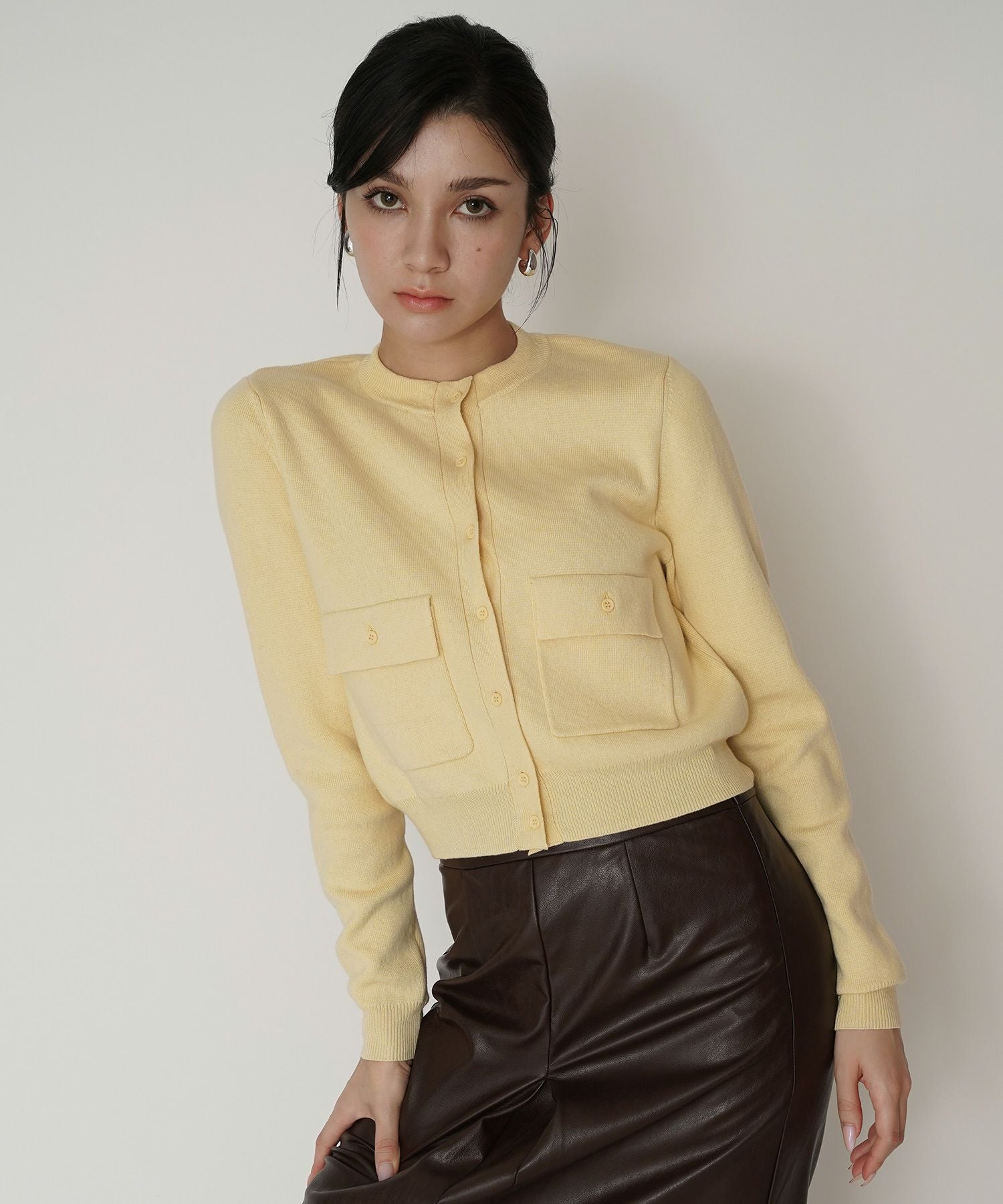 フラップ ポケット ニット カーディガン KINO THE KEI 全4色｜ktk431