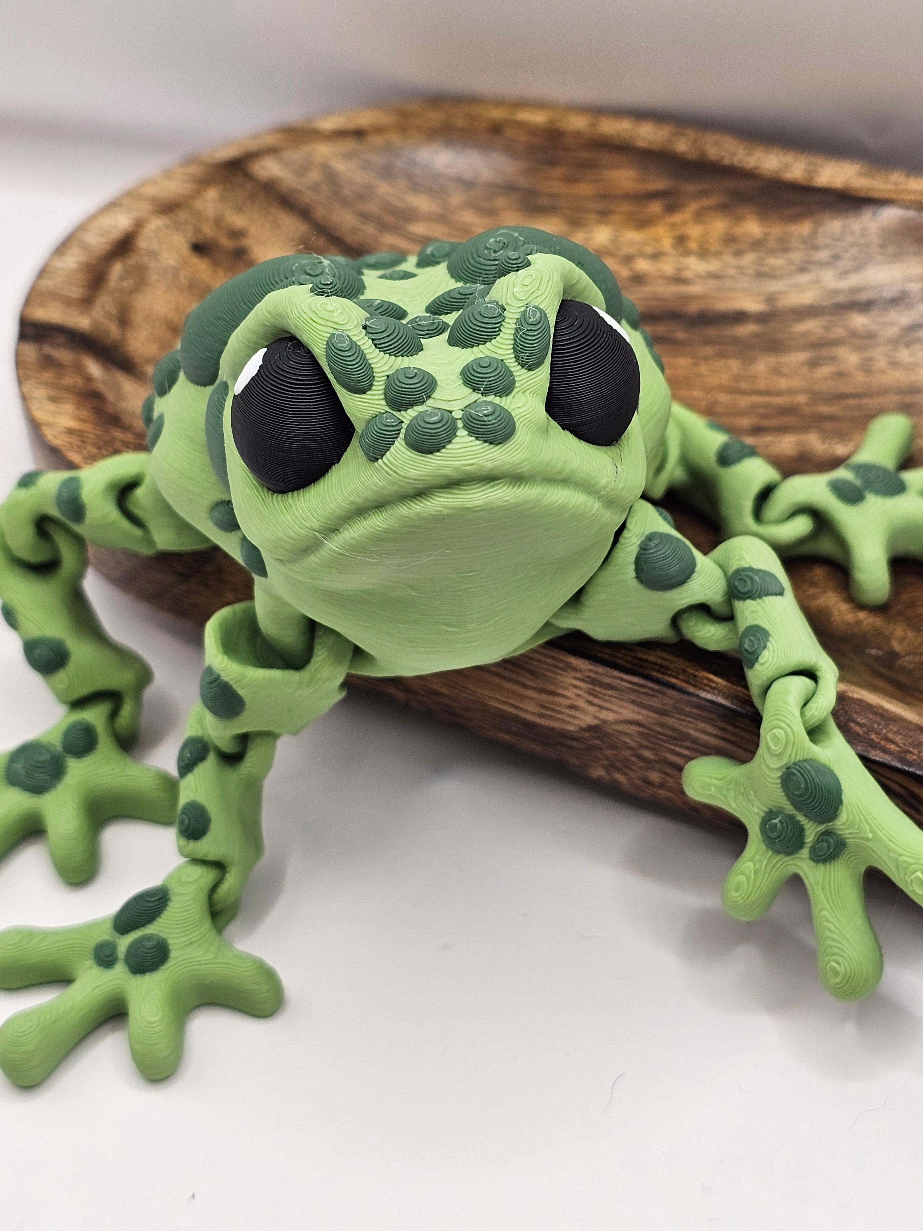 Grumpy Toad-3D Printed Articulating Decor-Fidget-Green Frog