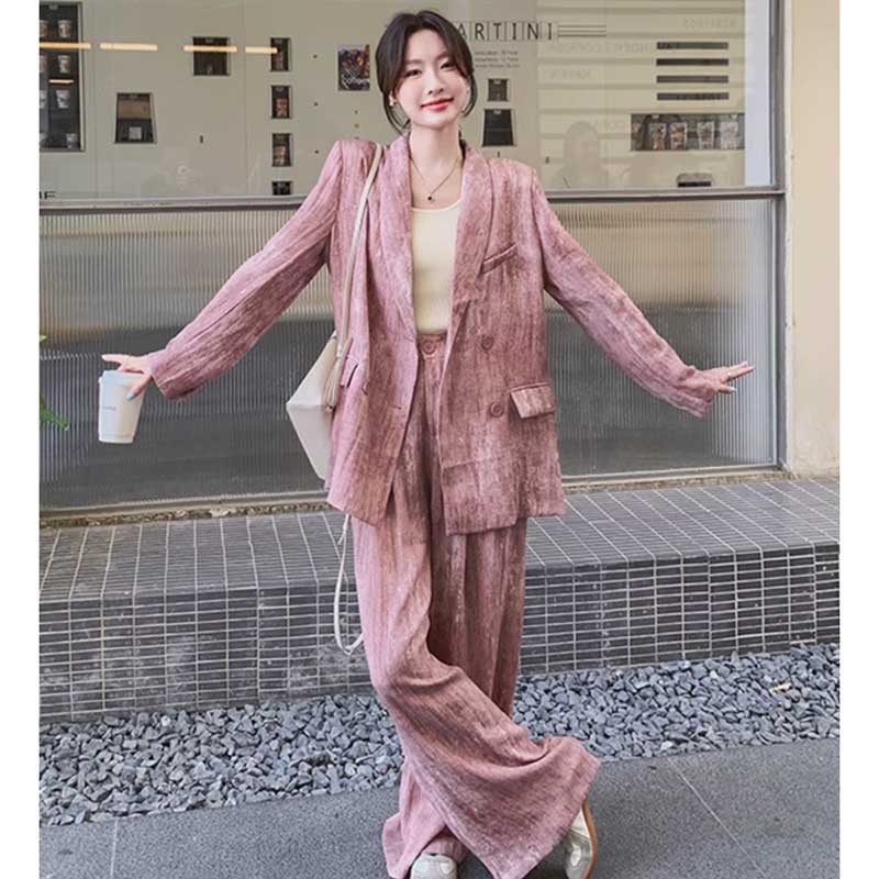 マーブルピンクオーバーサイズセットアップ（ピンク）春/秋 ゆるっと