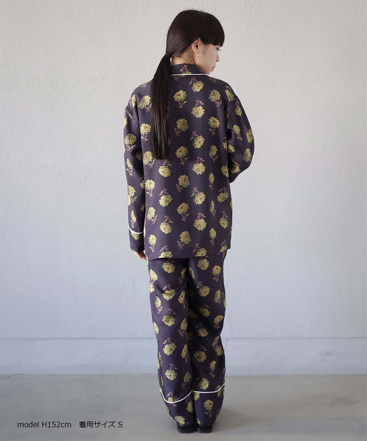 シルクパジャマ 日本製【レディース 長袖上下セット】ツイル/ネイビー