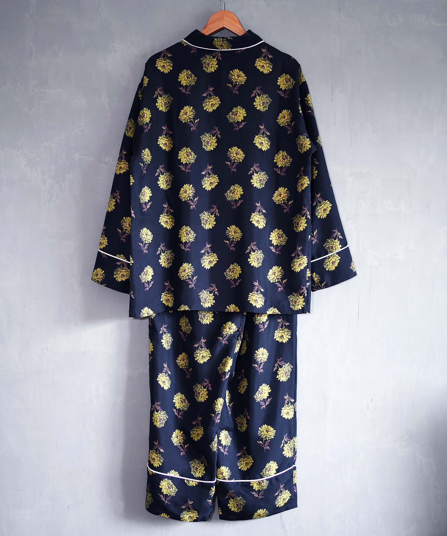 シルクパジャマ 日本製【レディース 長袖上下セット】ツイル/ネイビー