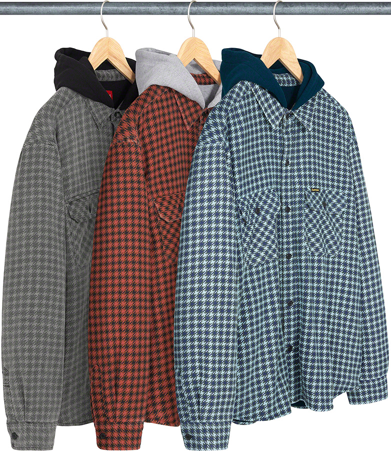 Houndstooth Flannel Hooded Shirt | Supreme 22fw