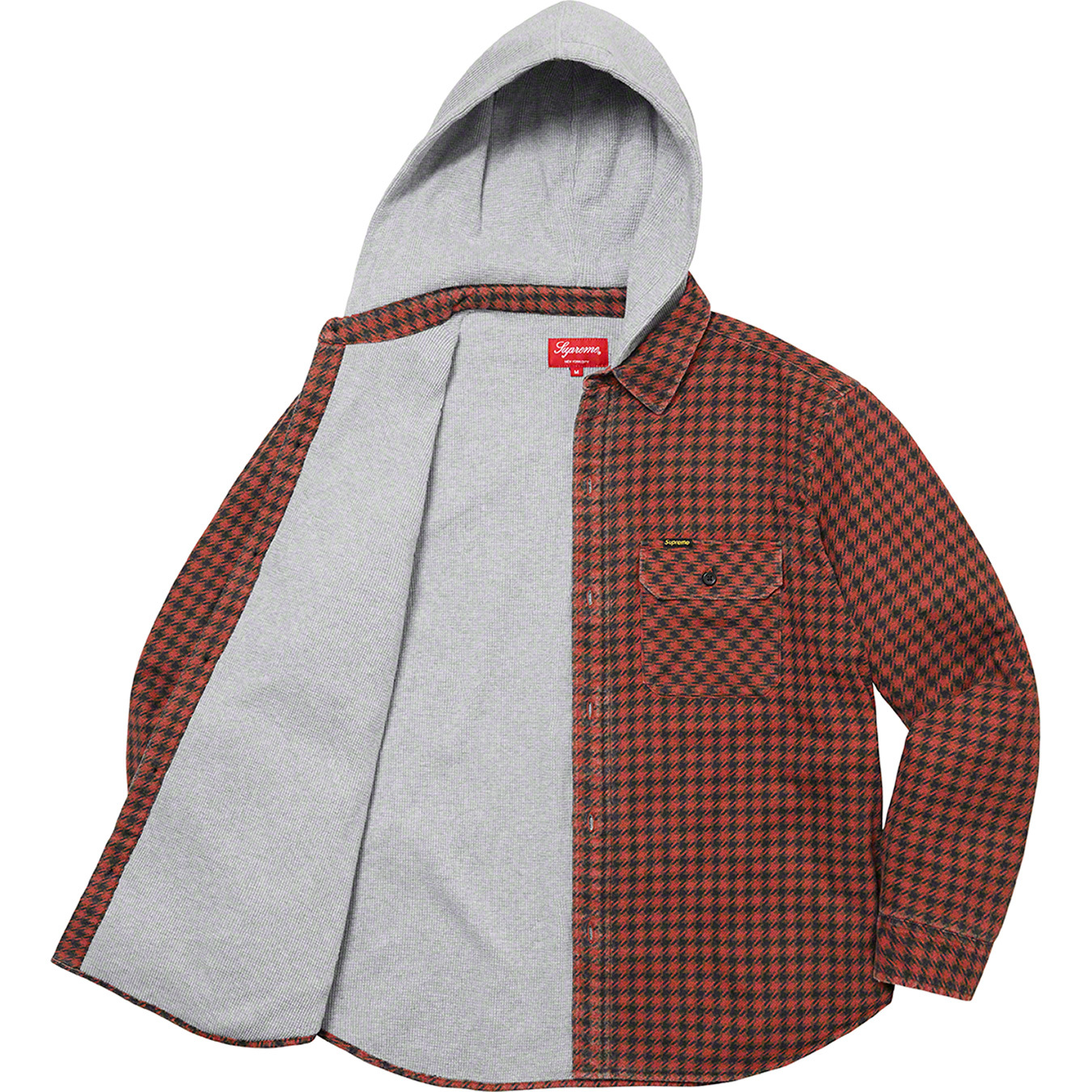 Houndstooth Flannel Hooded Shirt | Supreme 22fw