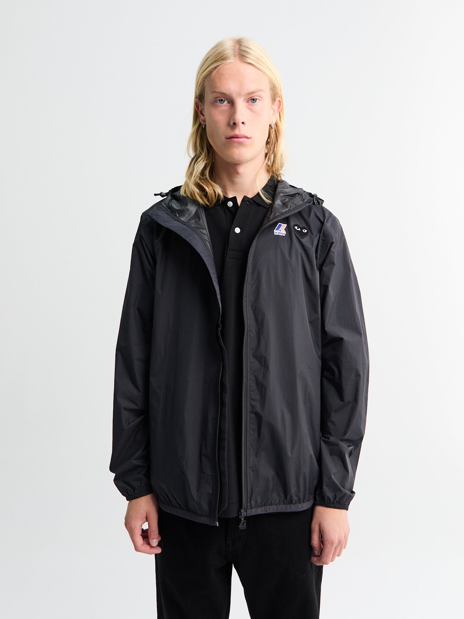 CDG Play x K Way Full Zip Packable Jacket in Black – Stoy