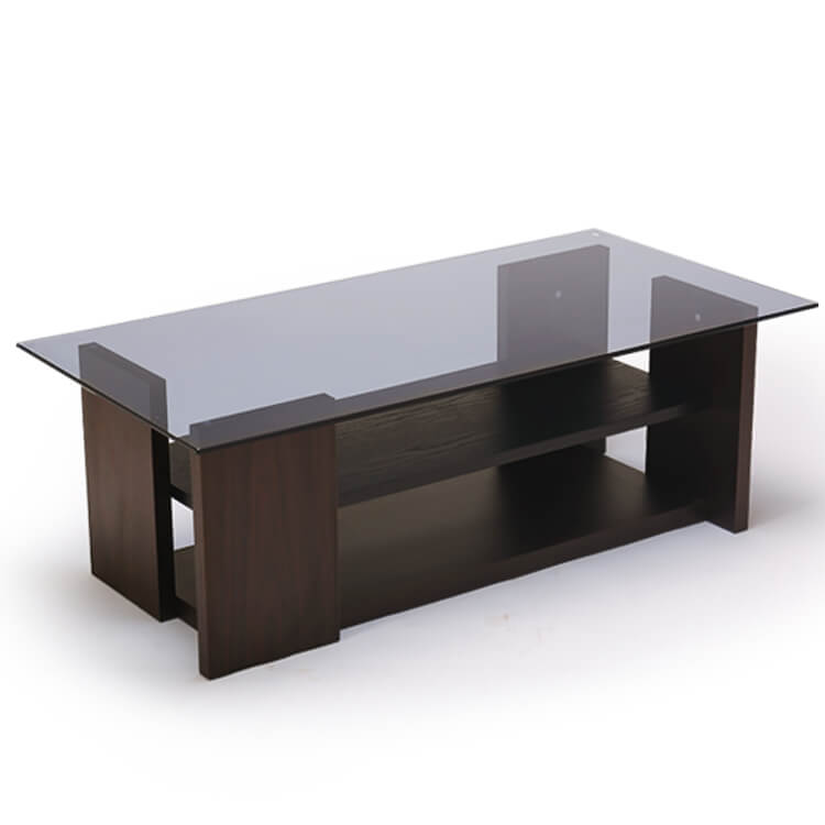 センターテーブル(ホワイト/ブラウン)オープン収納付きの