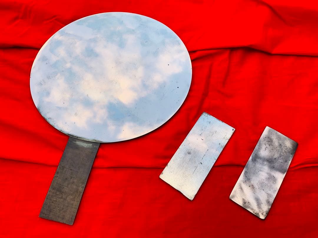 白銅 古鏡 天下一藤原 3枚SET 古手鏡 銅鏡 古和鏡 蔵出し 江戸時代