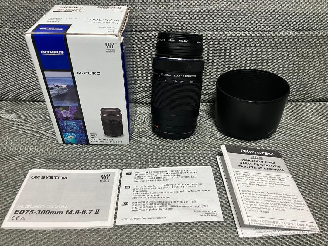 M.zuikoED 75-300mm II +社外製フード&保護フィルター Amazon | レンズフード M.ZUIKO ED 75-300mm f / 4.8-6.7 LH-61E用