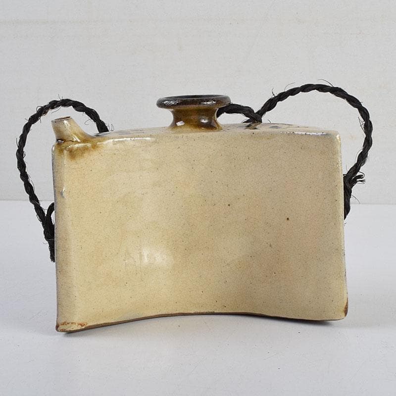 沖縄 琉球焼 壺屋焼 小橋川製陶所 仁王窯造 花文 抱瓶 共箱 C 8899