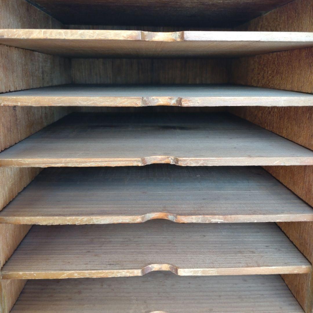 木製ラック 12段 引き出し付き カルテ棚 収納 アンティーク ビンテージ