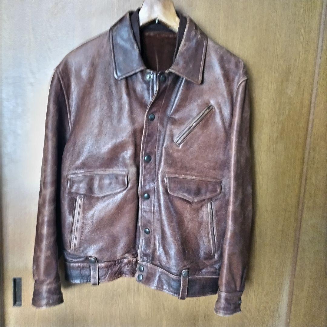 ６０ｓヴィンテージ革ジャン(日本製) TARONジップ使用△ヴィンテージ60s復刻 上質 カウレザー使用 ダブル