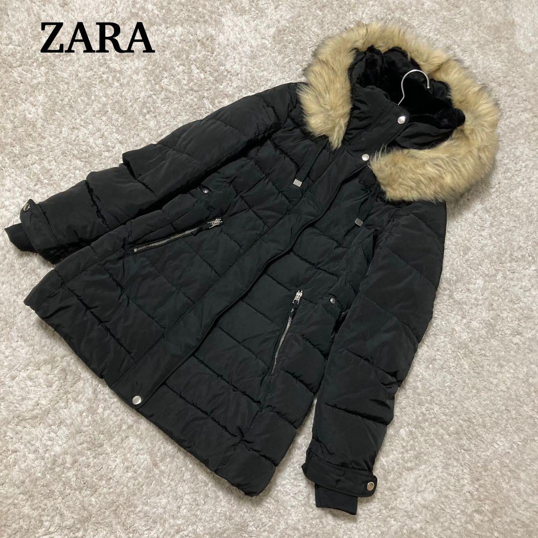 ZARA ザラ ファー付き 中綿ジャケット ダウンコート 黒 M相当 - メルカリ