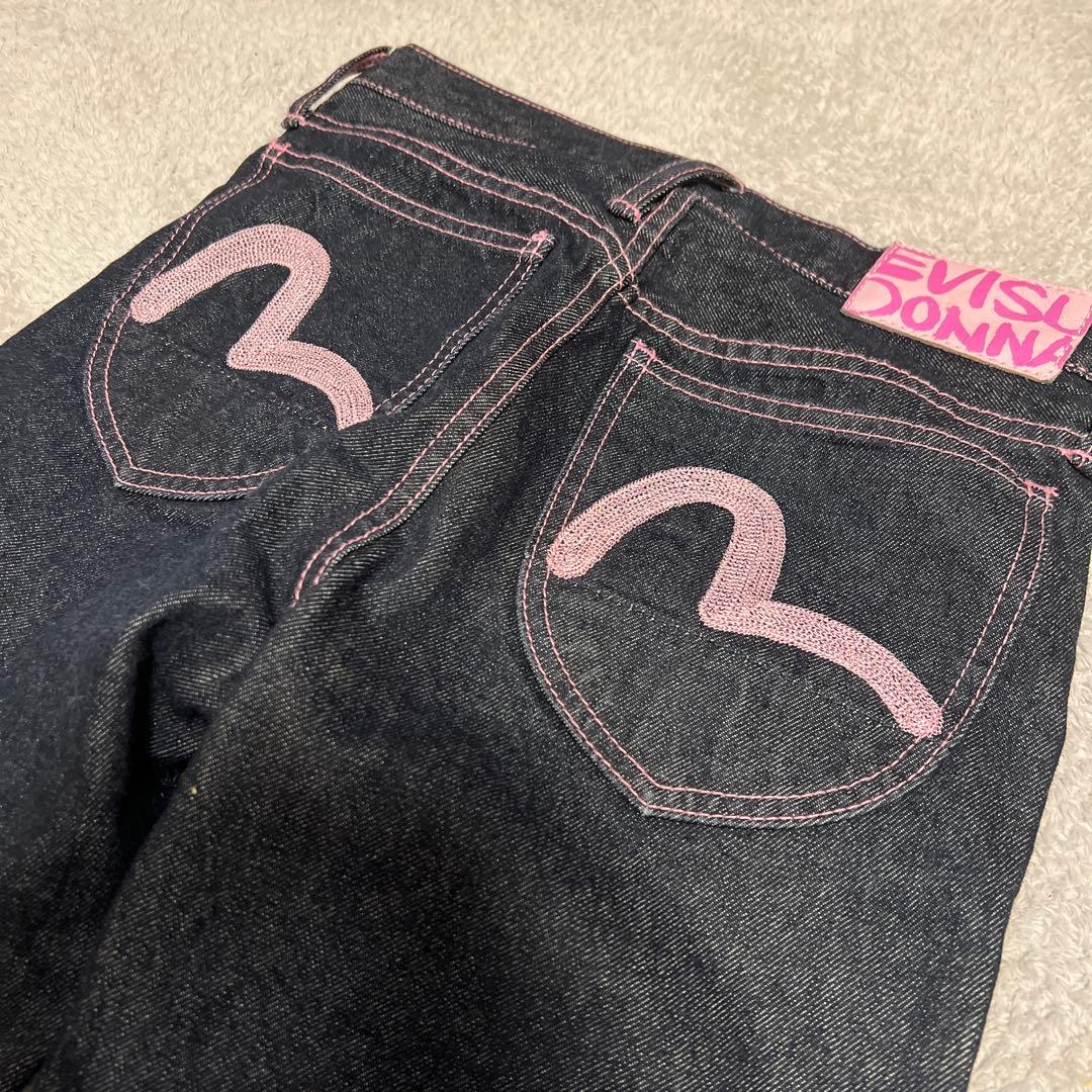 美品✨エビスEVISU デニム ピンク カモメ ステッチ ジーンズ24インチ