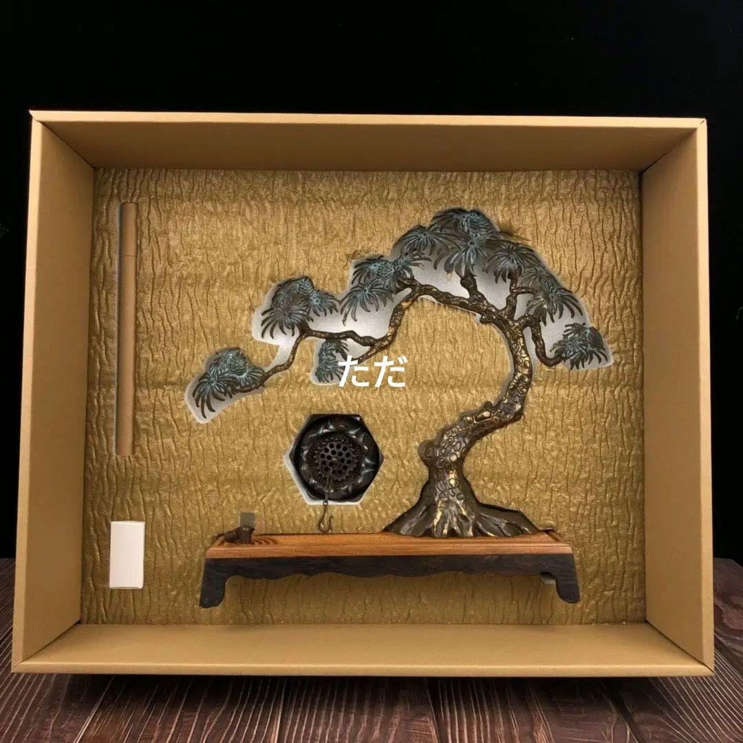 銅製 大樹蓮華弔炉 室内檀香炉 机 書斎薫香炉 香道具 工芸品