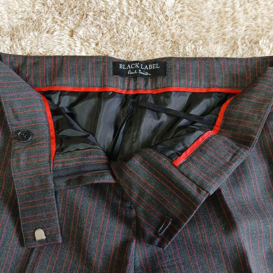 美品】 ポールスミス ブラック パンツスーツ ストライプ 裏地花柄 総裏