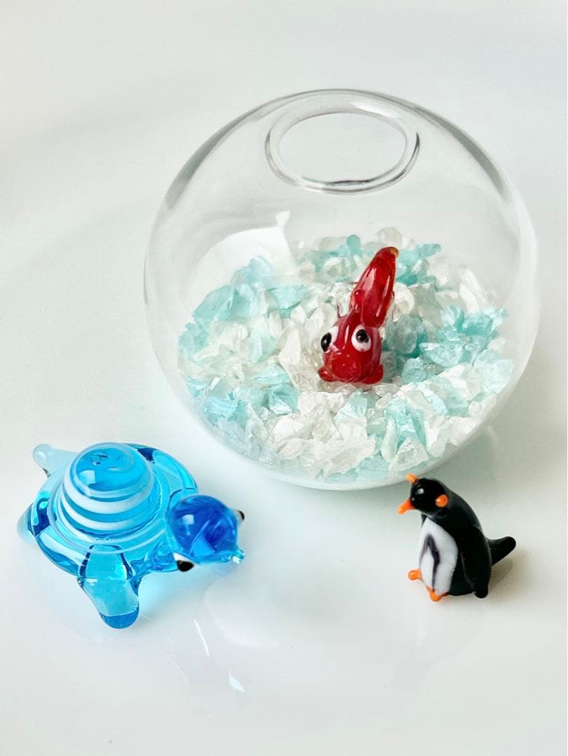 ガラス 金魚 きんぎょ ペンギン かめ ガラス細工 硝子 インテリア